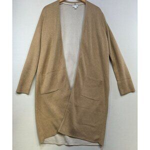 J.Jill Womens Open Front Cardigan Sweater Small Tan Long Sleeve Pockets